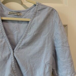 Abercrombie & Fitch Baby Blue V-Neck Top